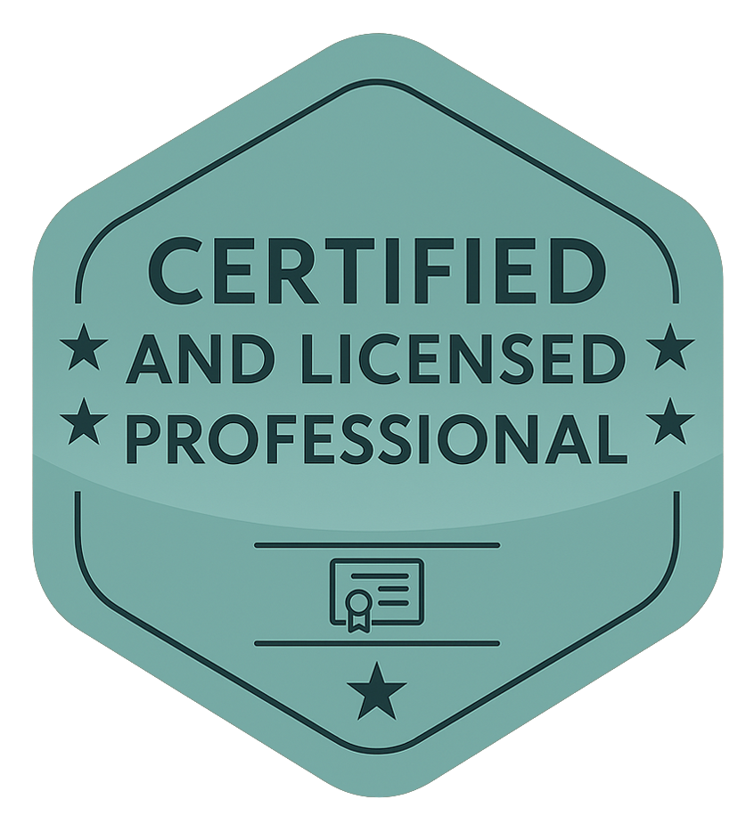 Certified Licensed and Professional badge